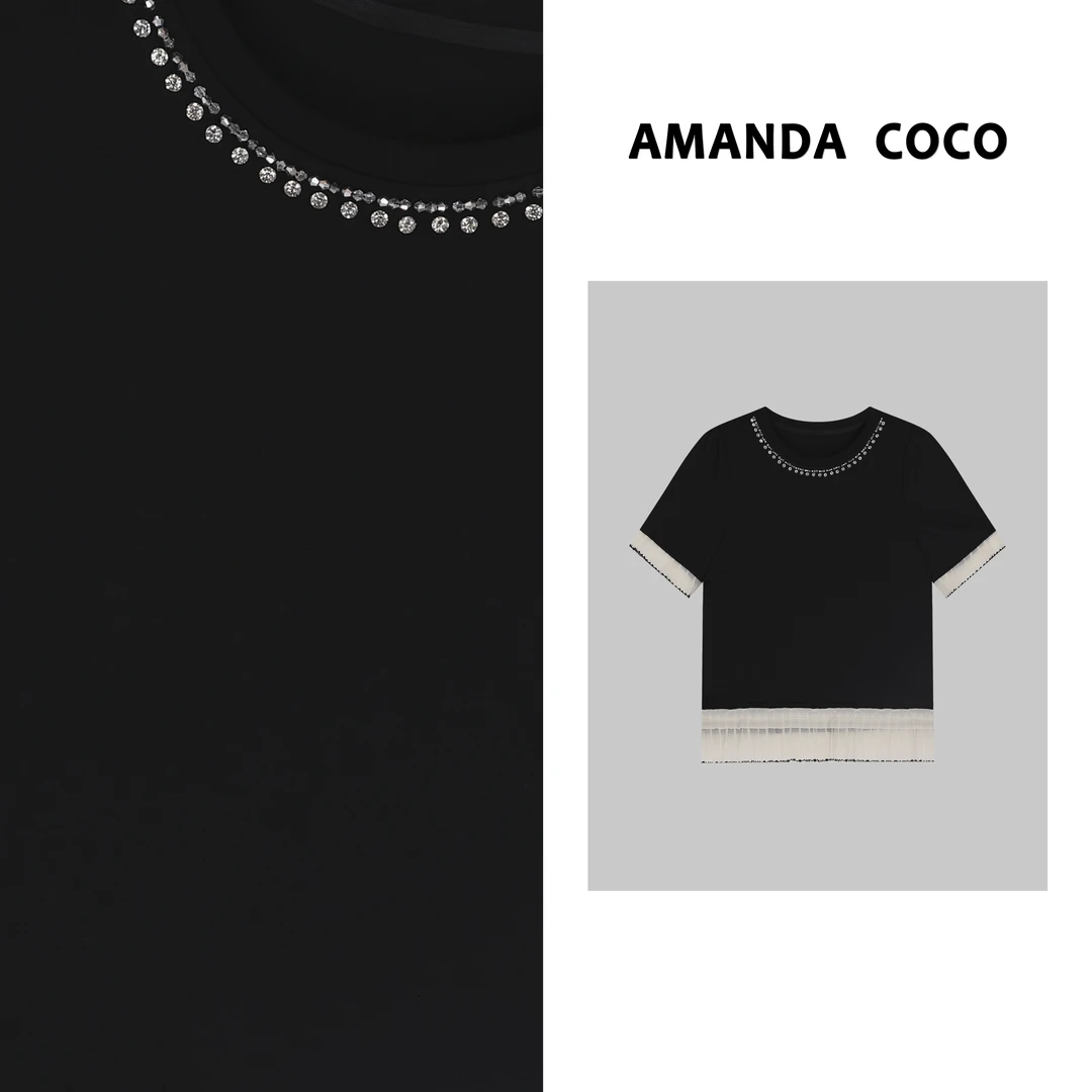 AMANDACOCO   |  设计师款~高定串钻短袖T恤