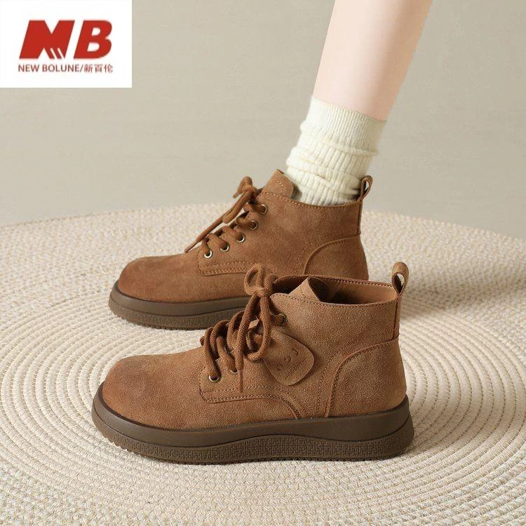 新百伦【奥莱撤柜】马丁靴女士2025秋季新款英伦风百搭厚底短靴今