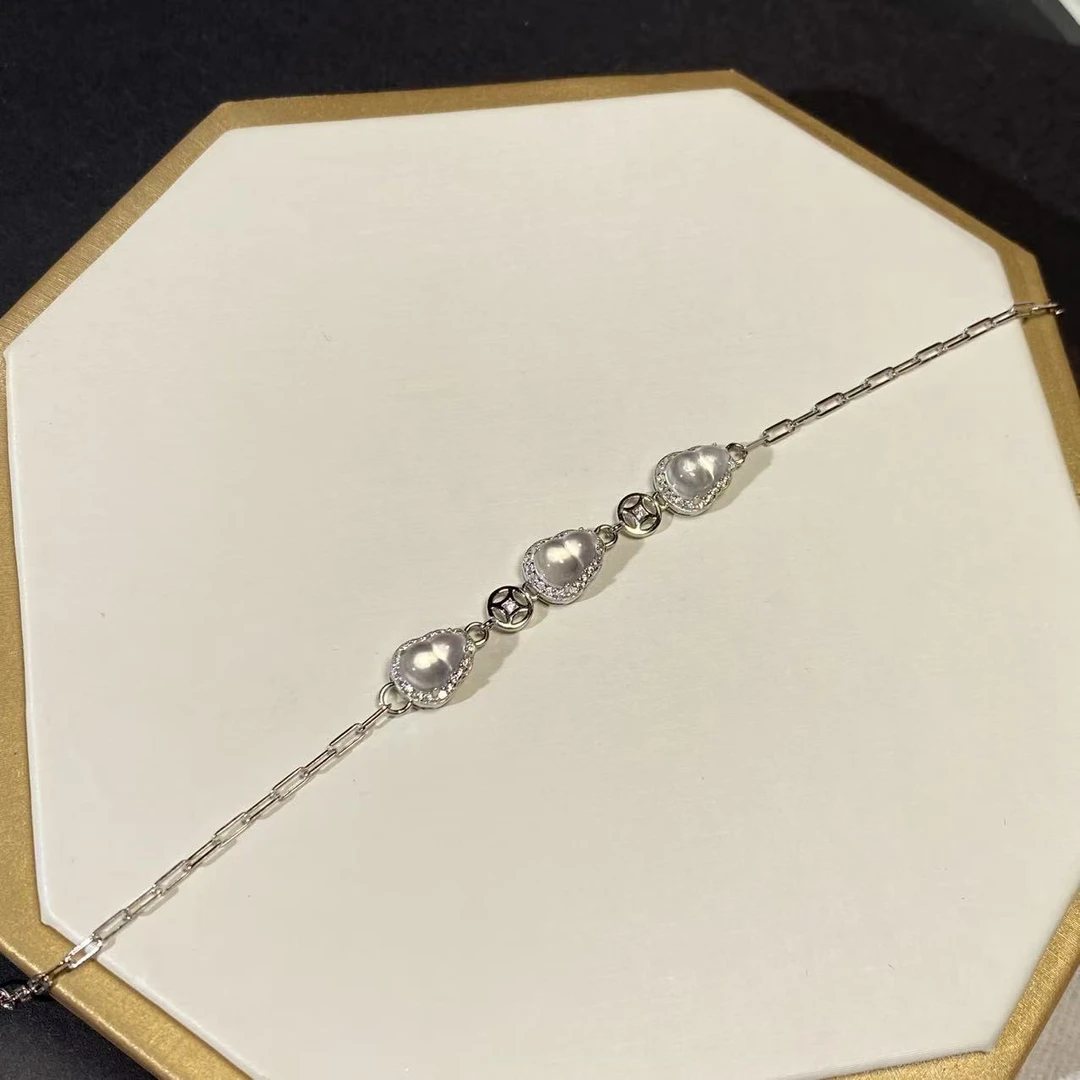 【巨伶石】S925银镶 水沫子时尚葫芦手链百搭