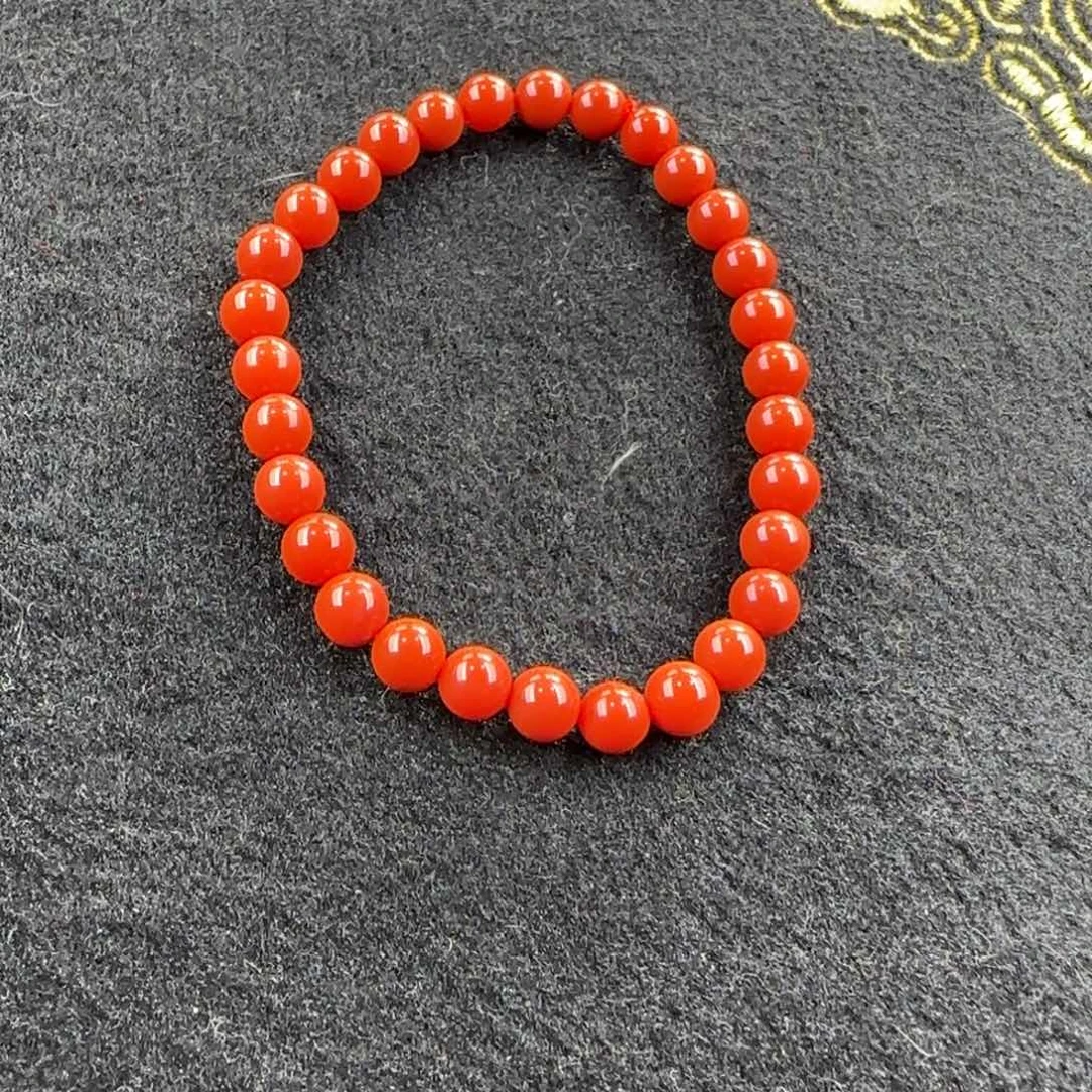 南红玛瑙6mm柿子锦单圈手链未镶嵌林*妤