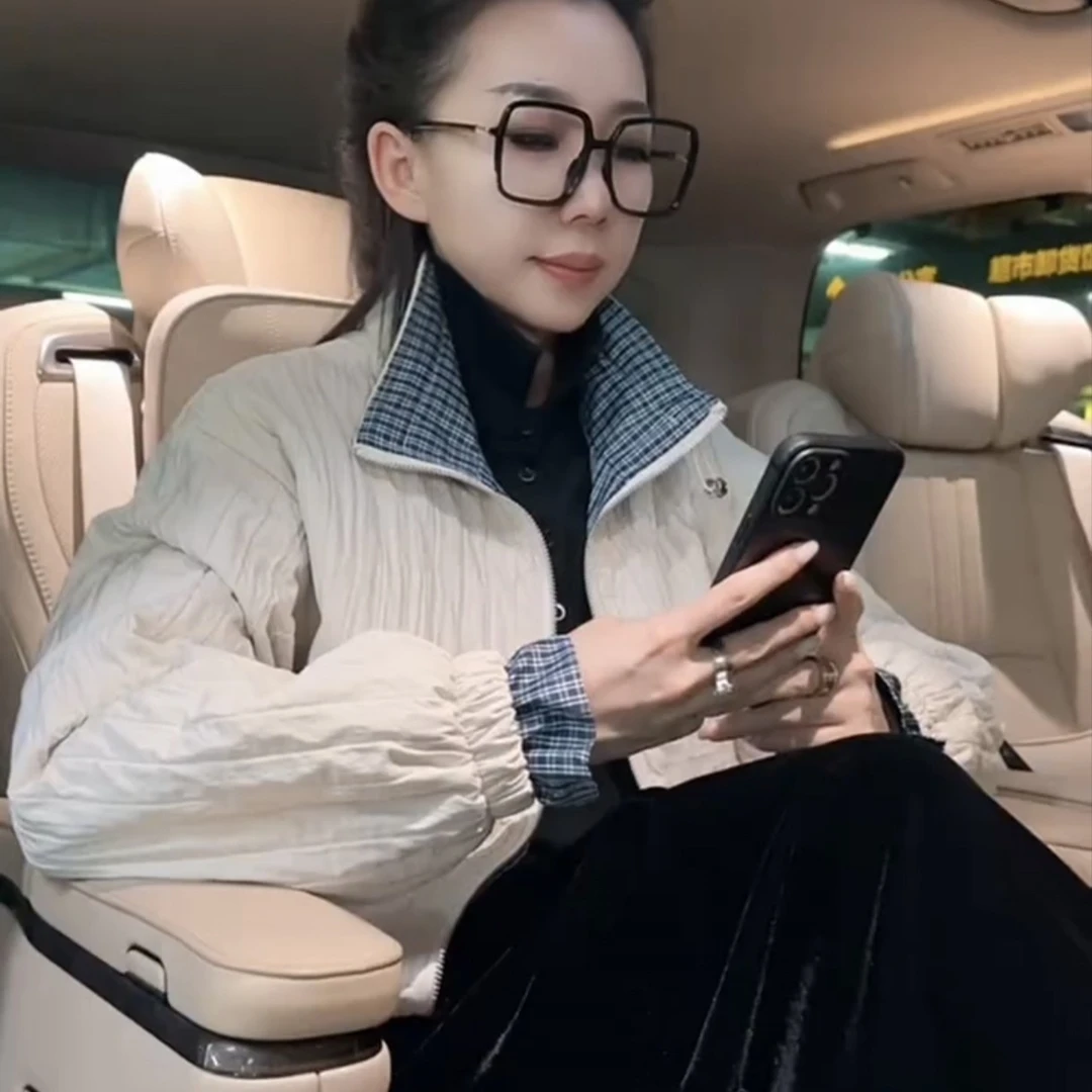 立领格边加厚短款休闲拼接棒球服短款2025秋新款宽松棉服外套上衣