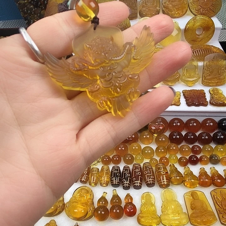 琥珀未镶嵌吊坠(不含链)天然缅甸琥珀大展鸟