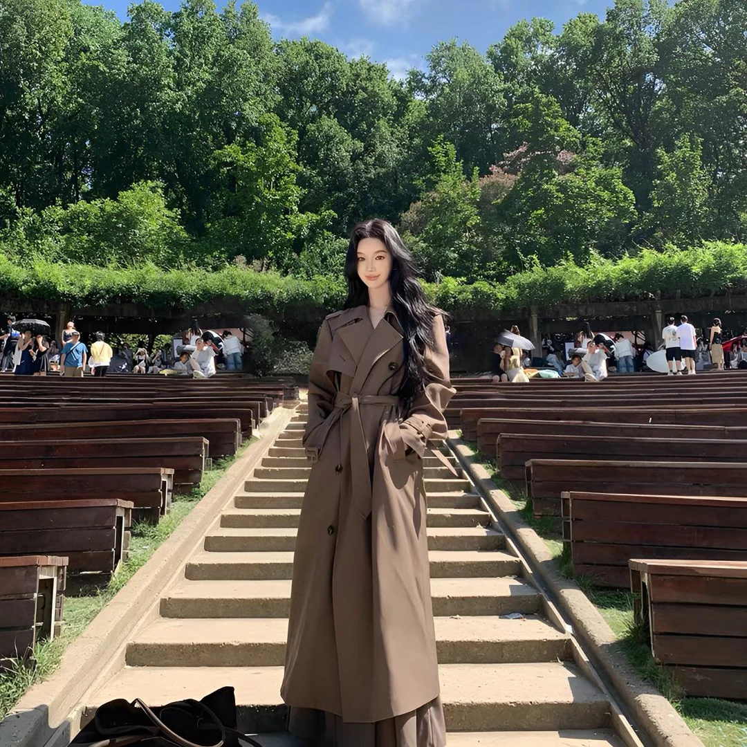 有洧Youwei 巨好看的风衣女款2025新款秋季中长款早秋卡其色外套