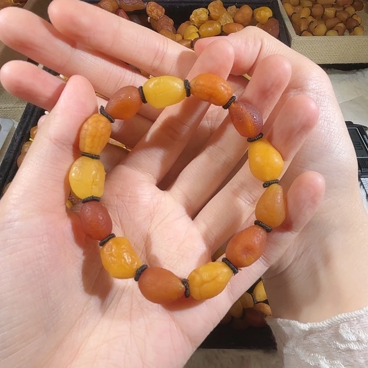 琥珀未镶嵌手链蜜蜡海漂手串