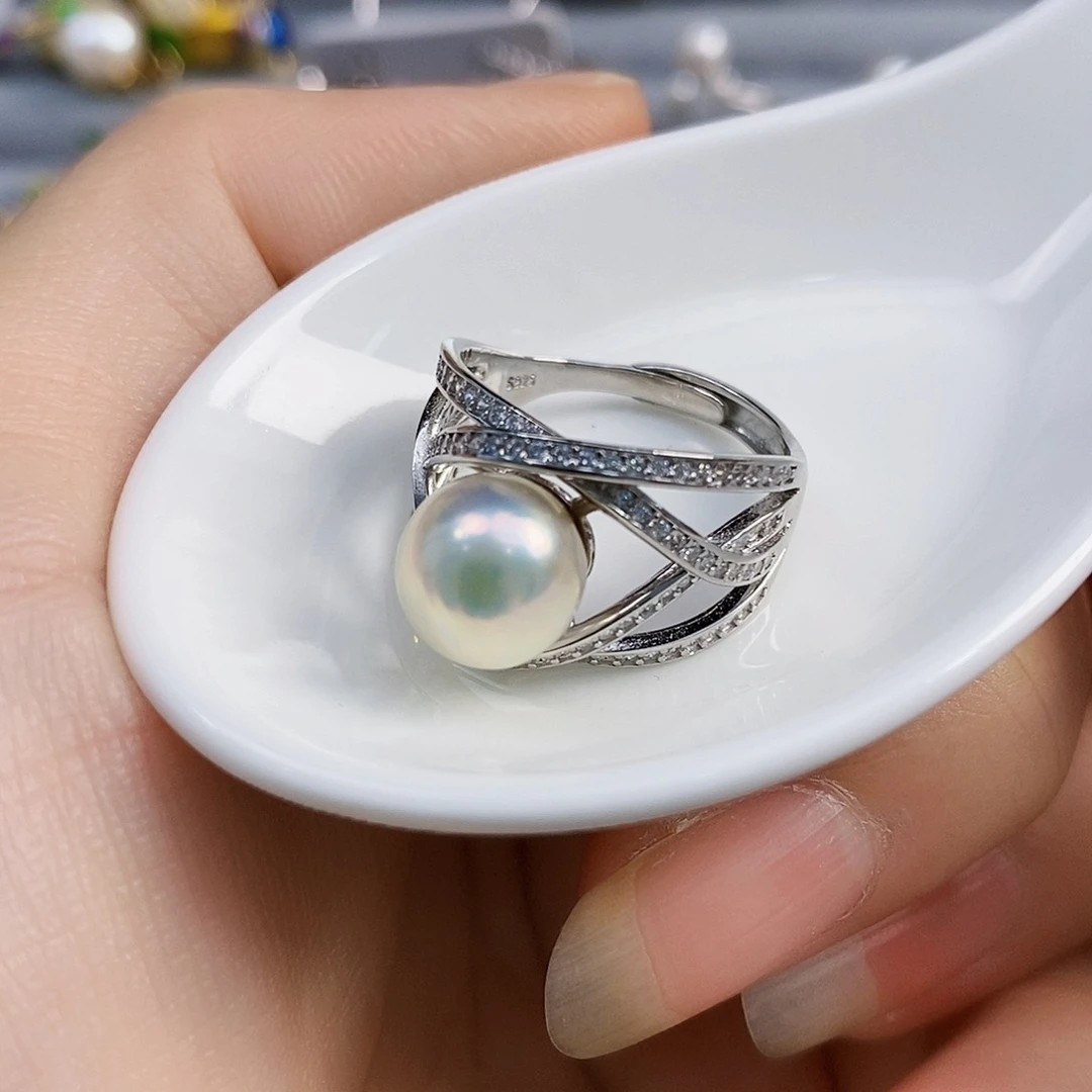 银S925镶嵌特价秒杀设计款成品海水珍珠澳白9.2海水珍珠