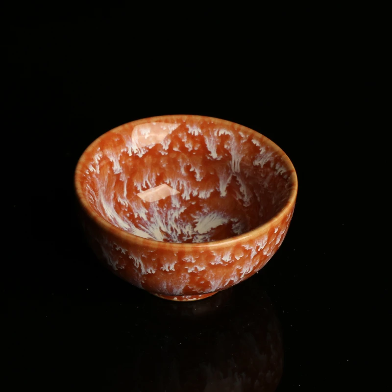窑变天目橙茶杯红色S833