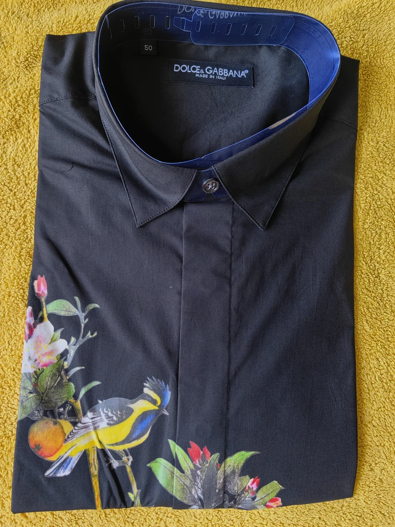 高品质花鸟数码印花男士女士长袖修身时尚衬衫春秋外穿