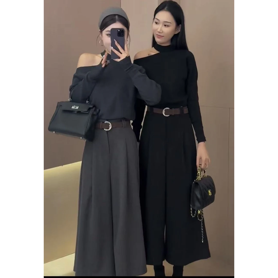 5178时尚套装针织套头款女宽松型半身裙秋季设计师秋季垂感两件套