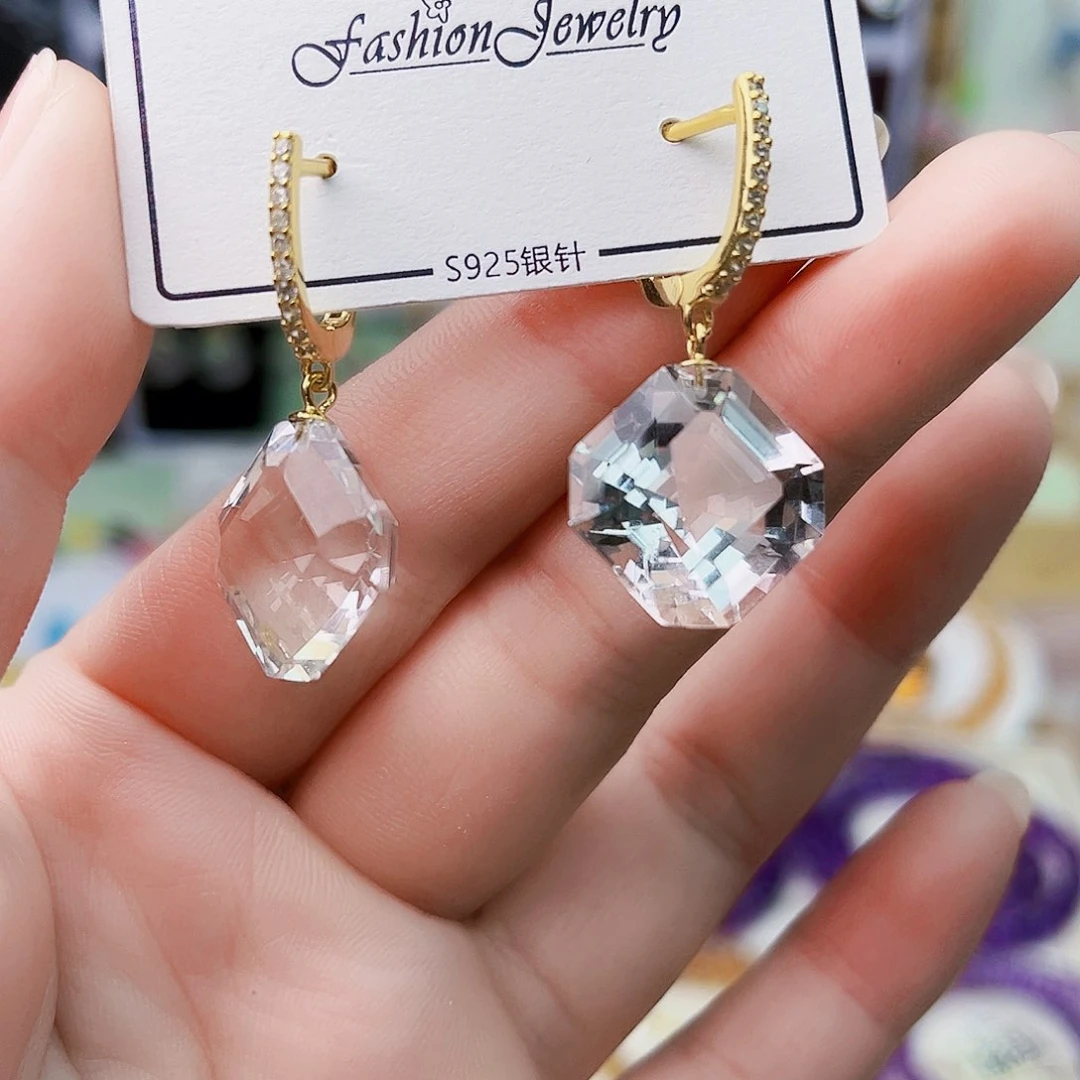 耳坠银S925镶嵌水晶天然