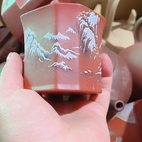 茶杯绿泥宜兴紫砂全手工制作