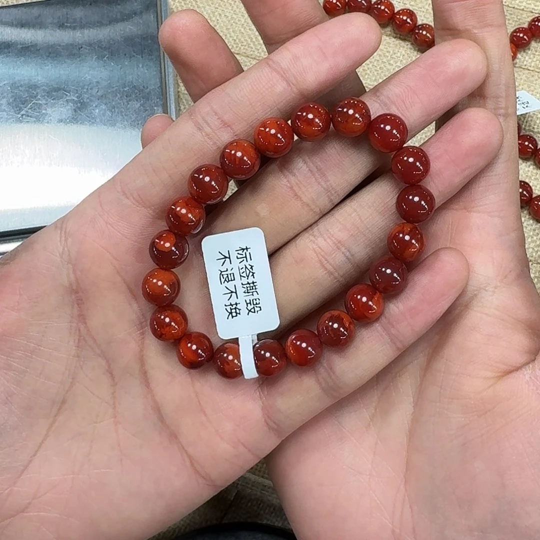 南红玛瑙手链未镶嵌y*m原矿南红手串8mm➕车厘子妖火焰