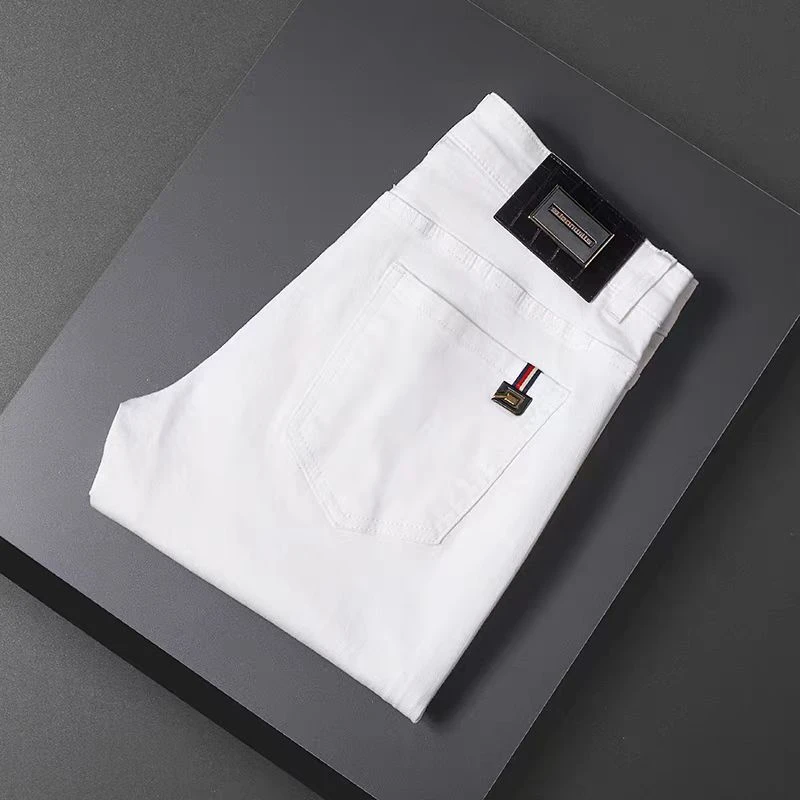【高奢版】2025新款休闲裤牛仔裤男士白色百搭时尚商务修身潮流宽松