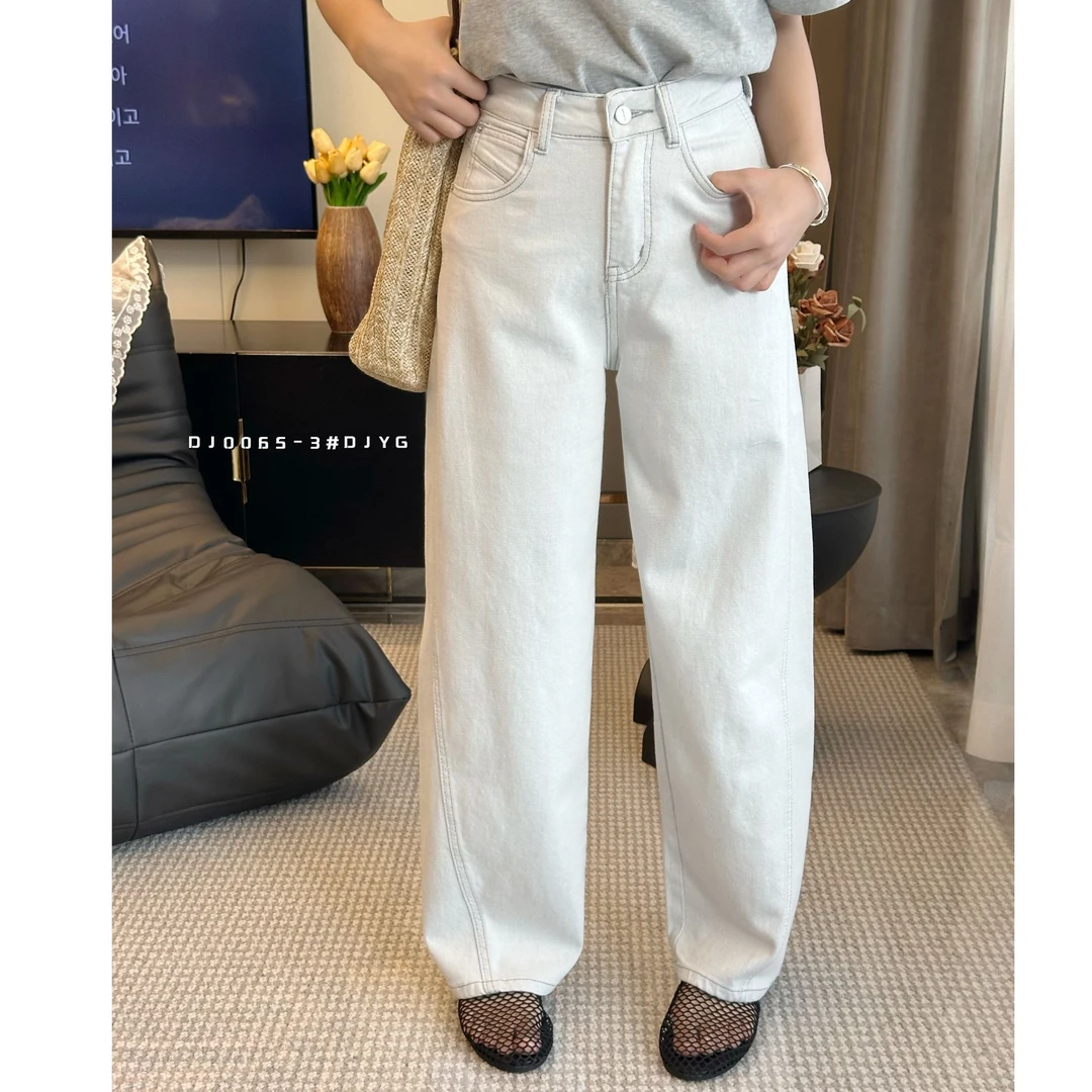 【大美】时尚百搭弯刀阔腿牛仔裤0065-3