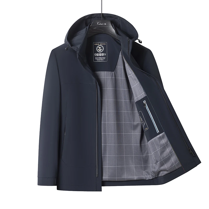 罗蒙男士夹克帽子可脱卸男装纯色薄款秋季男秋冬休闲夹克上衣8308