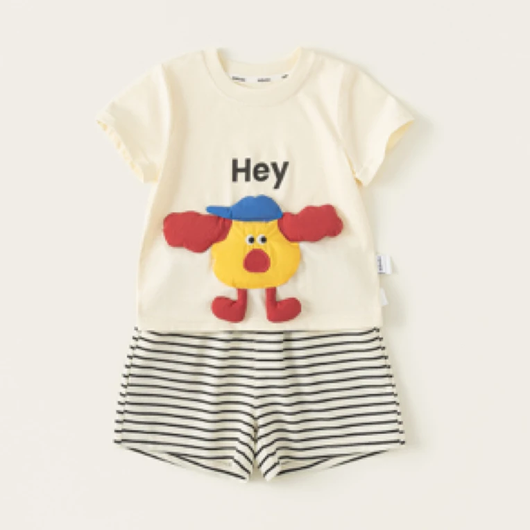 女童婴儿套装儿童女童夏装男童t恤短裤两件套中小童夏季衣服