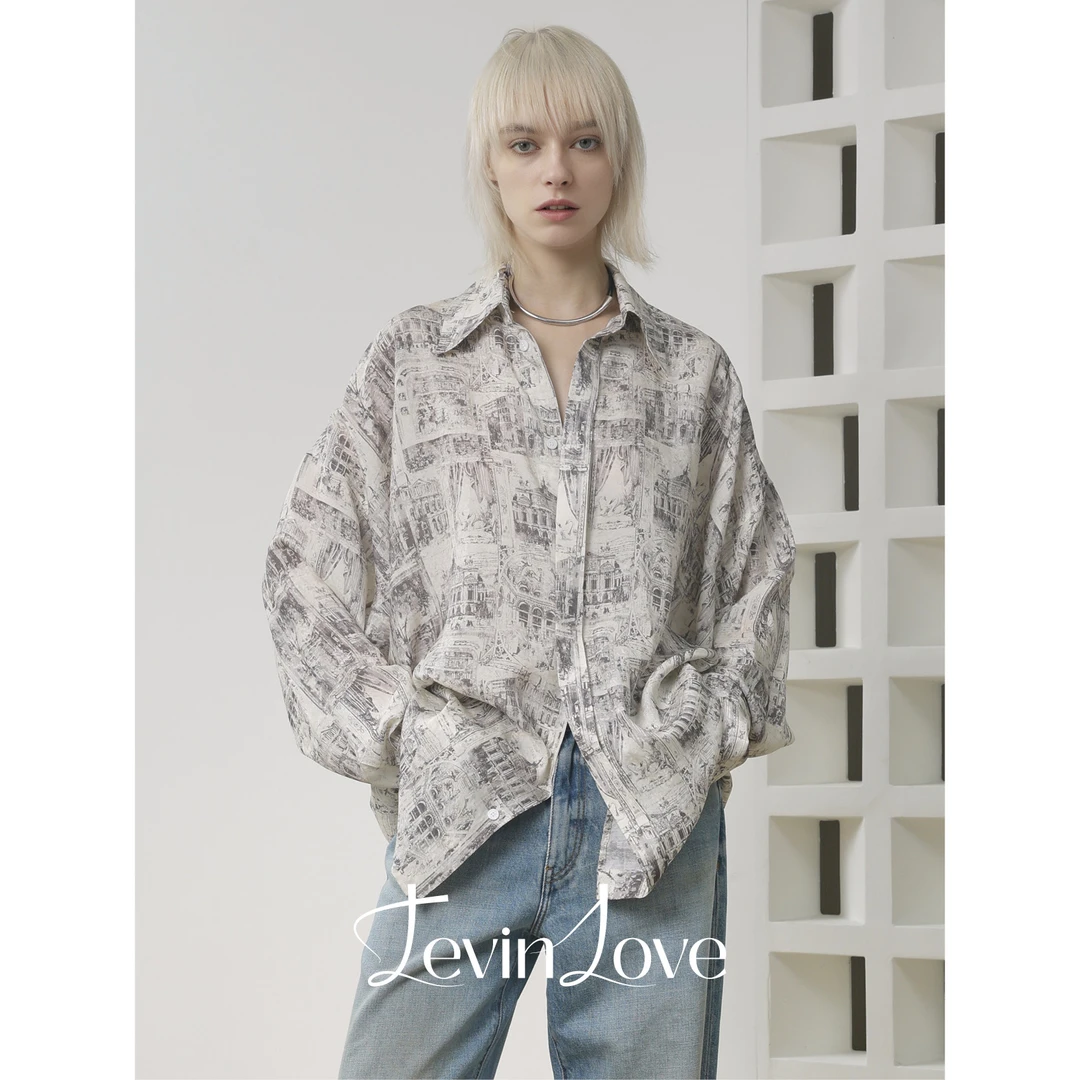 复古印花衬衫 LEVIN LOVE 设计师款A020CH2579