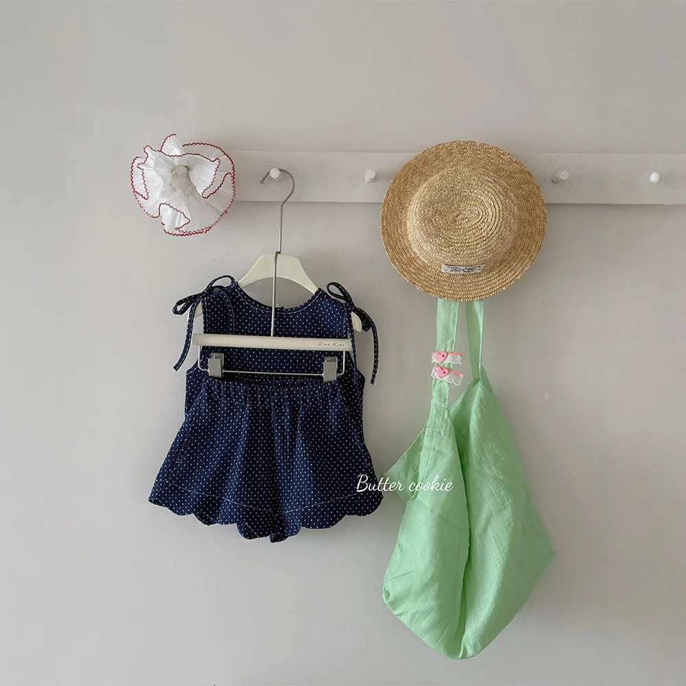 女童韩系套装2025夏季新款儿童洋气田园百搭色织吊带衫短裤套装