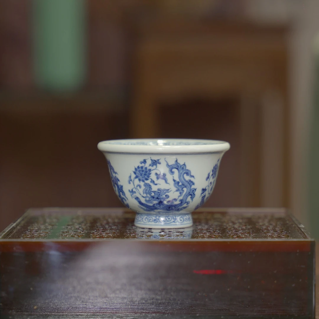 逸古堂 | 香草龙小压手杯景德镇陶瓷茶杯茶具