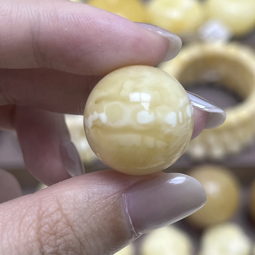 19.4mm.翠鼎阁珠宝·天然原矿蜜蜡浓蜡妖花圆珠