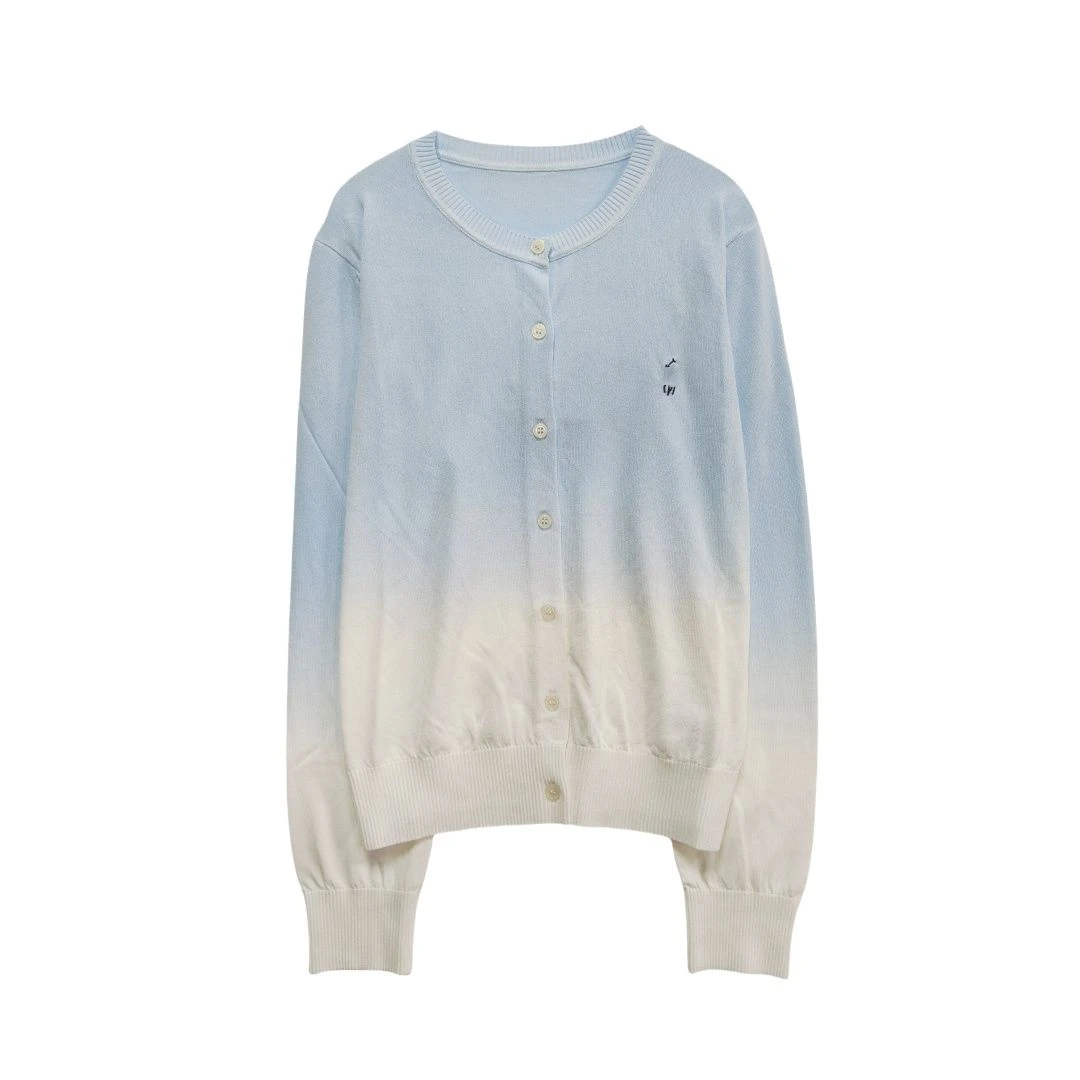 桑蚕丝简约圆领渐变长袖针织开衫msl409