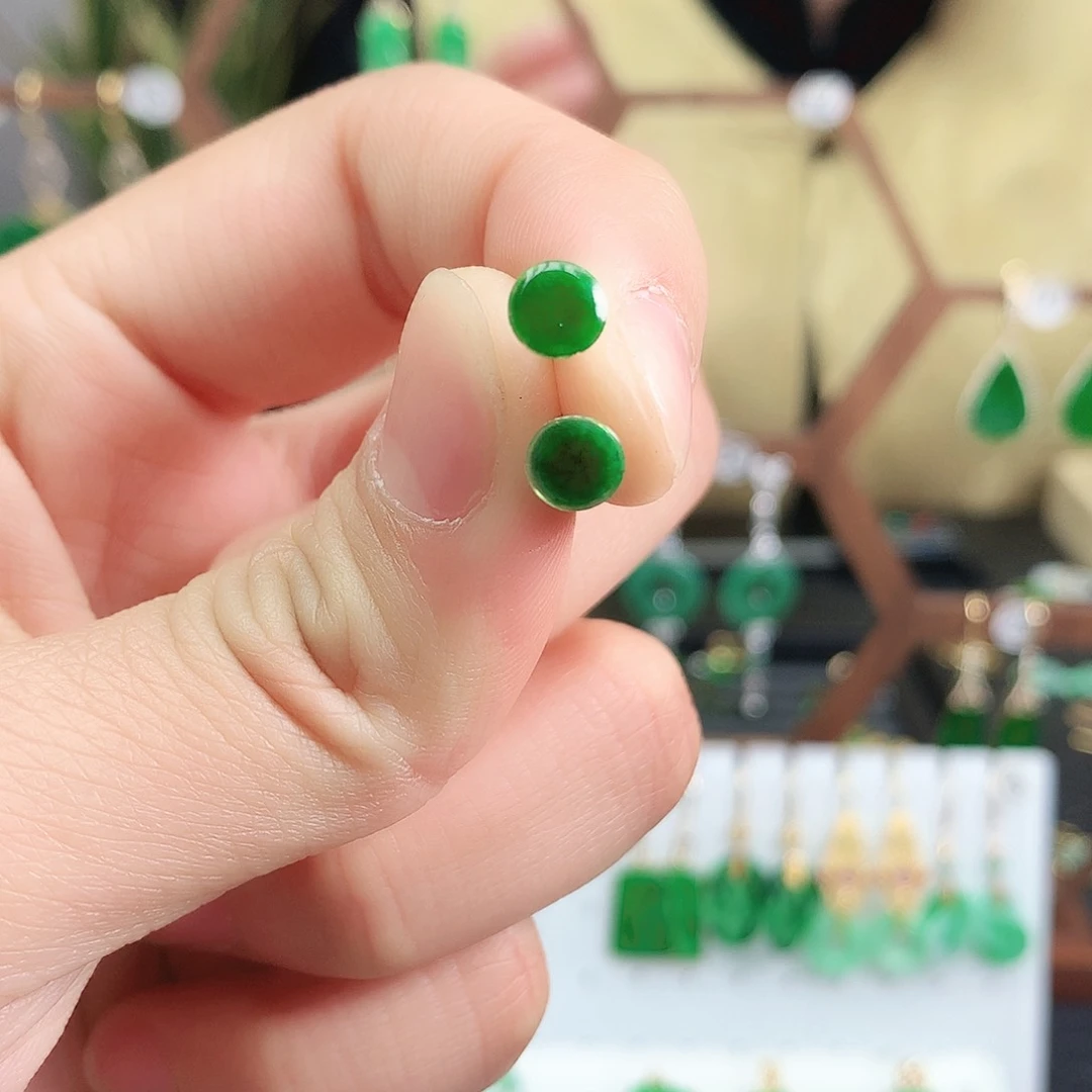 翡翠耳饰18K金镶嵌耳饰