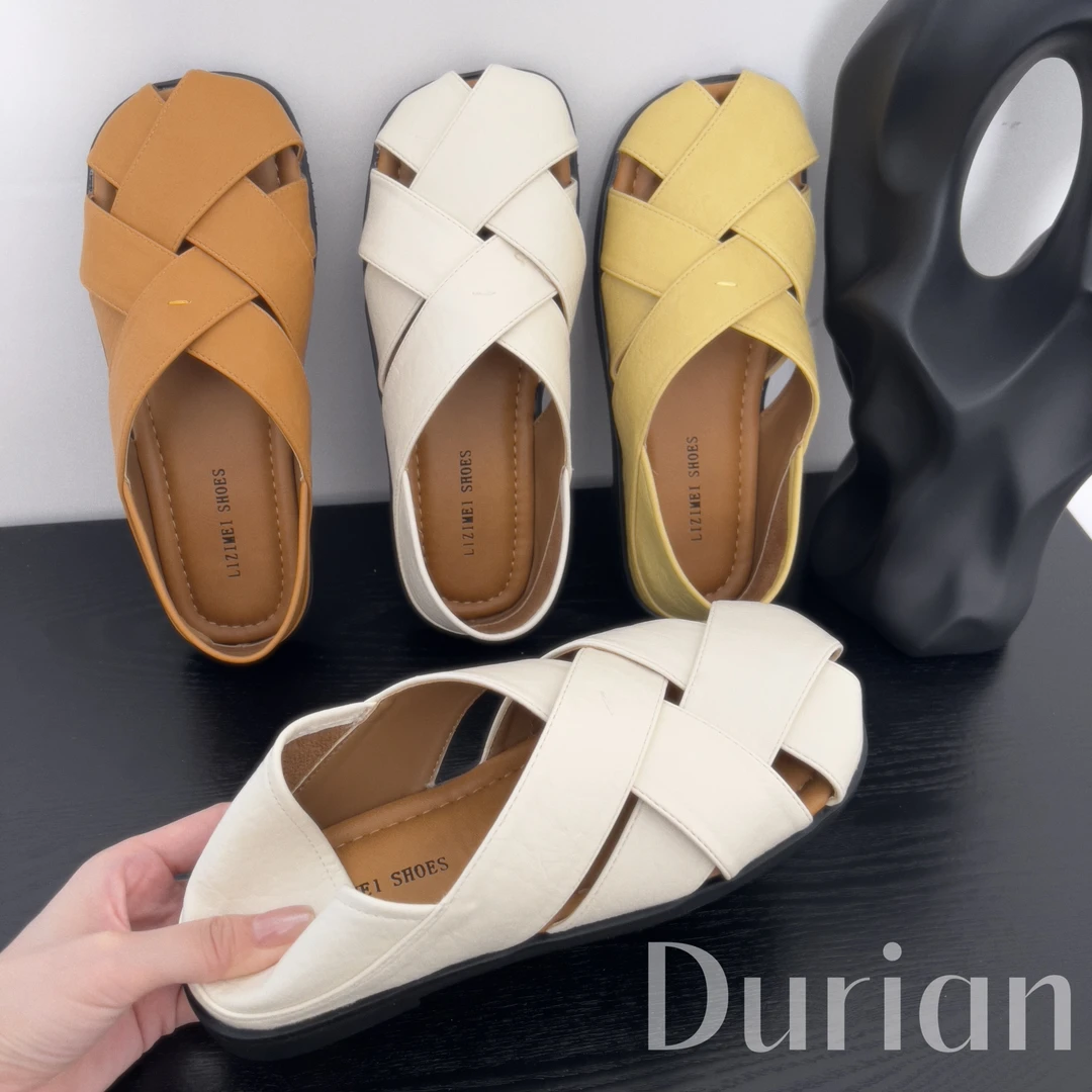 夏季新款镂空凉鞋女包后跟两穿凉拖鞋韩版休闲风透气软底平底单鞋