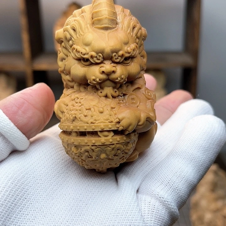 木黄杨木貔貅手把件绳子