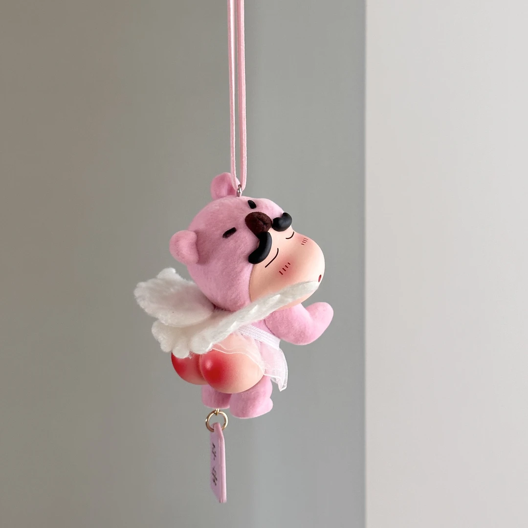 粉色天使植绒屁屁熊小新挂件创意可爱卡通车挂装饰生日礼物手工