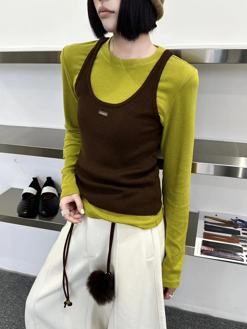 两件套针织撞色秋冬季秋冬显瘦长袖圆领毛小众小众炸街高级感女装