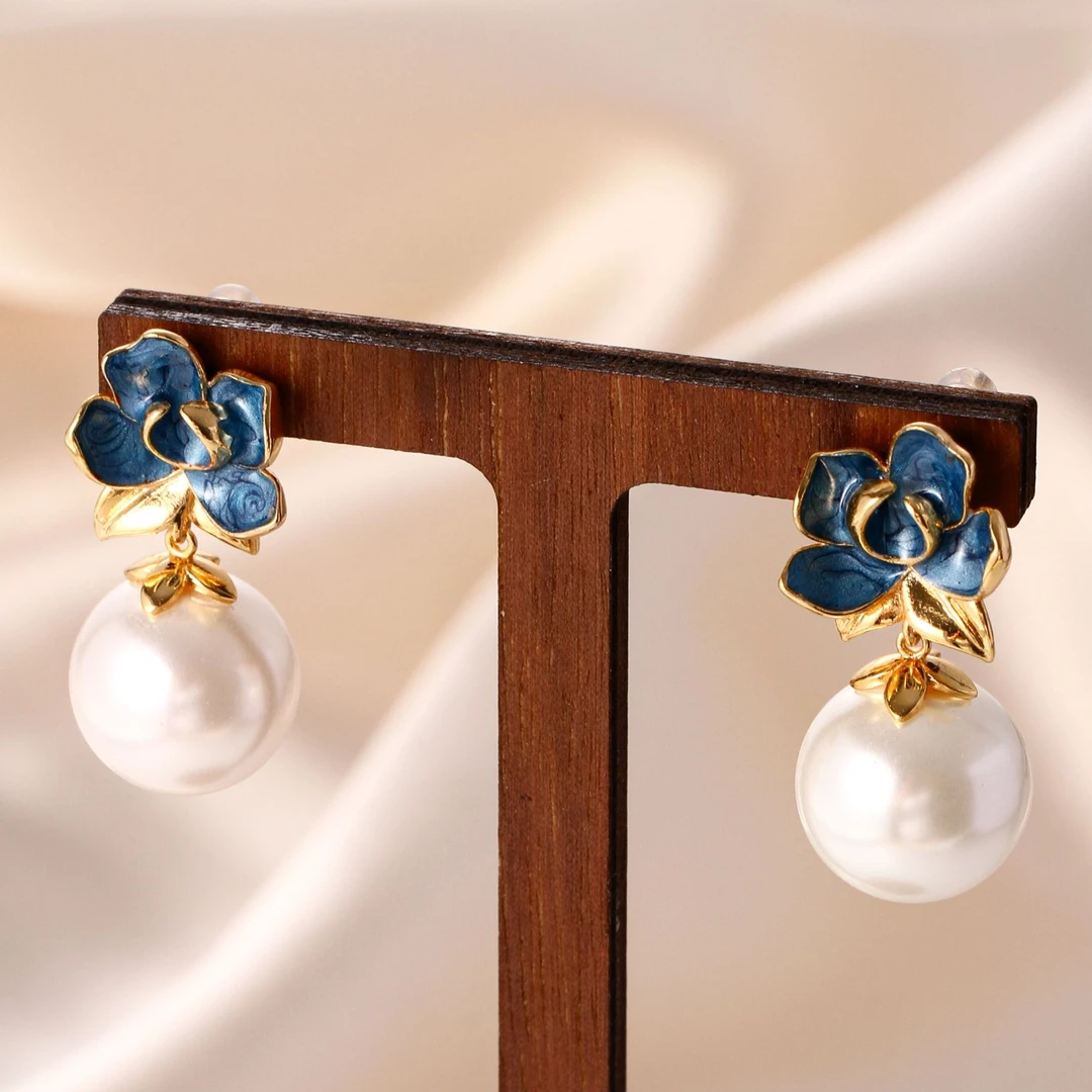 【KEFAN珂梵】金色森系花卉原创设计法式女时尚百搭耳环