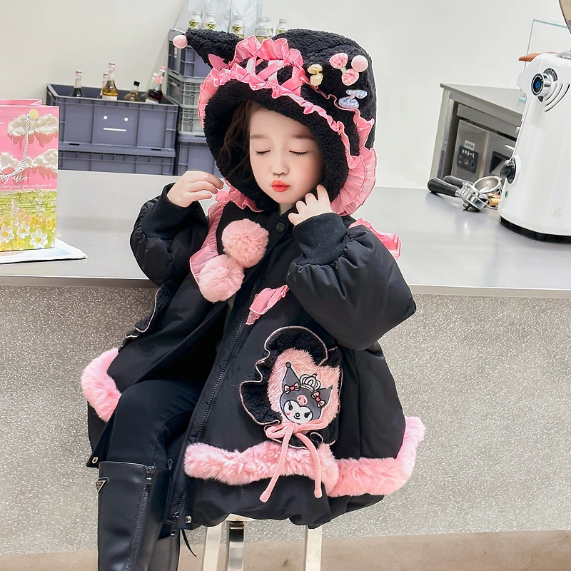 库洛米女童棉服外套冬季2025新款儿童装夹棉加厚棉袄女孩冬装上衣