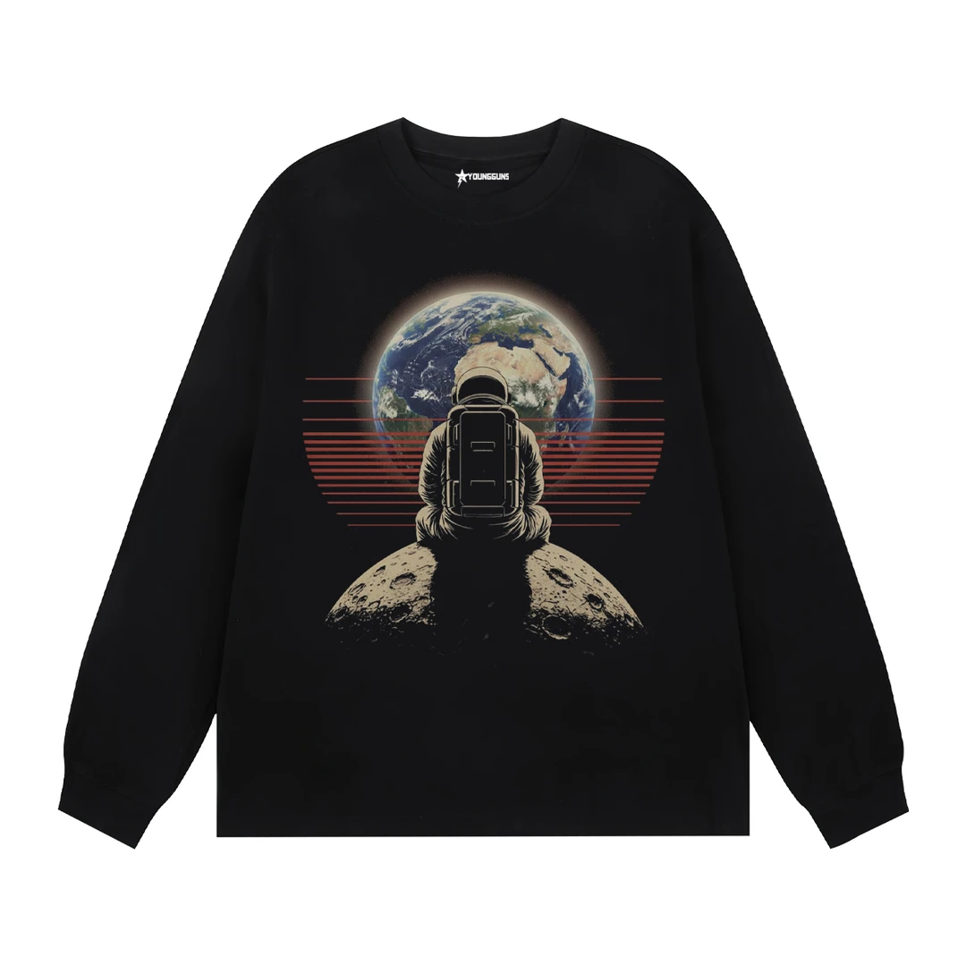 Young Guns月球宇航员秋冬复古高街重磅潮流宽松重磅长袖上衣男