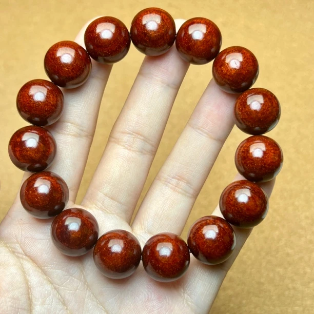 印度小叶紫檀1.5满龙鳞鸡血红泥料带星无胶无蜡檀香紫檀手串