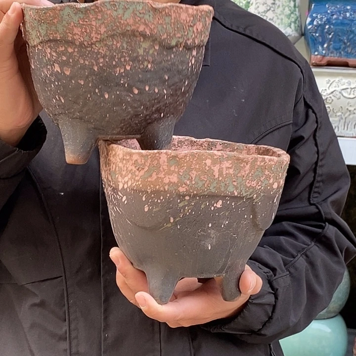 紫砂花盆口17高15瑕疵