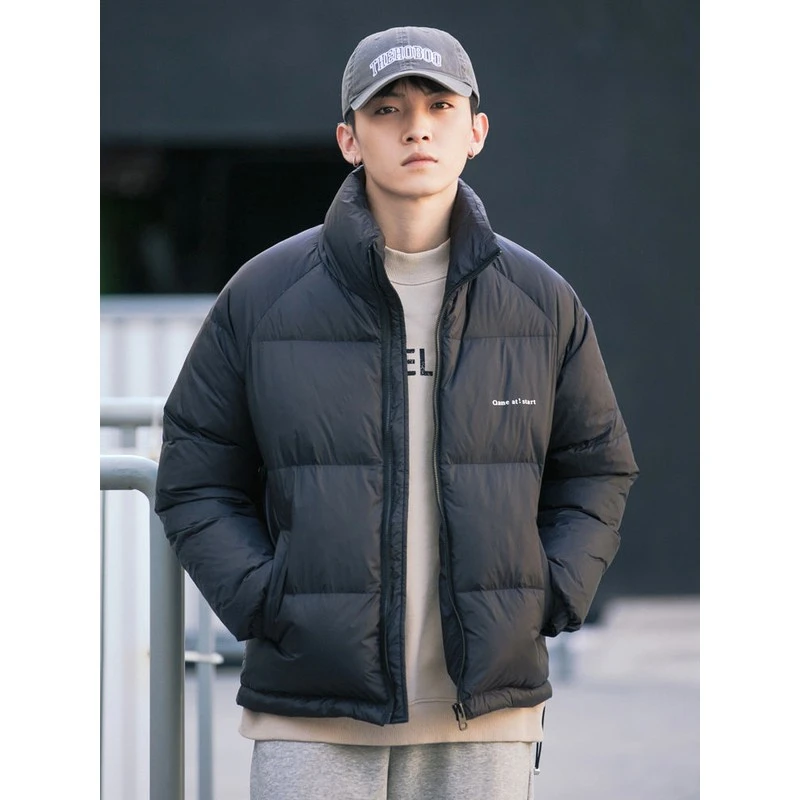 羽绒服男短款冬季加厚轻薄立领男装工装外套2025年新款小众高级感