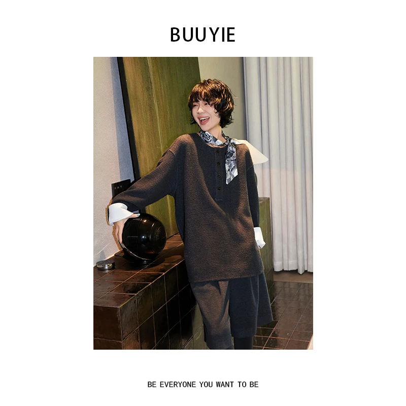 BUUYIE 25SS【潮生】极简风休闲百搭修身显瘦上衣 250847