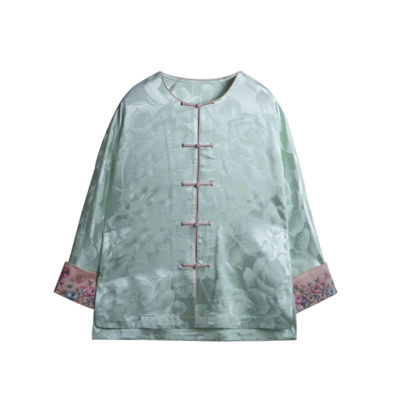 40姆米大牡丹满桑真丝圆领重工刺绣对襟外套252168-3