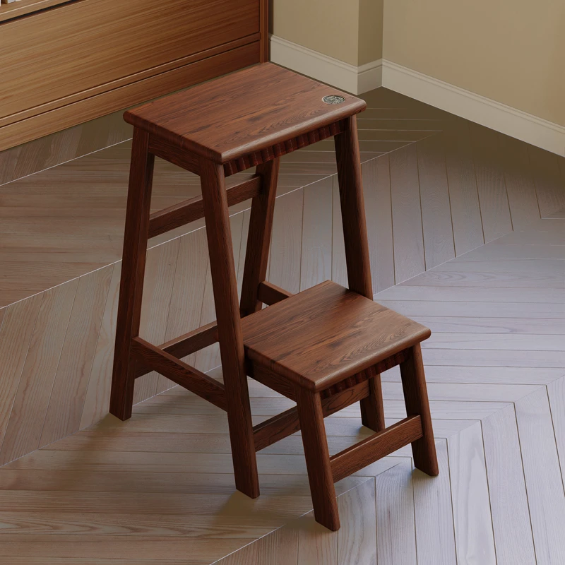 实木折叠梯凳多功能两用梯子步梯家用加厚楼梯台阶登高凳伸缩梯椅