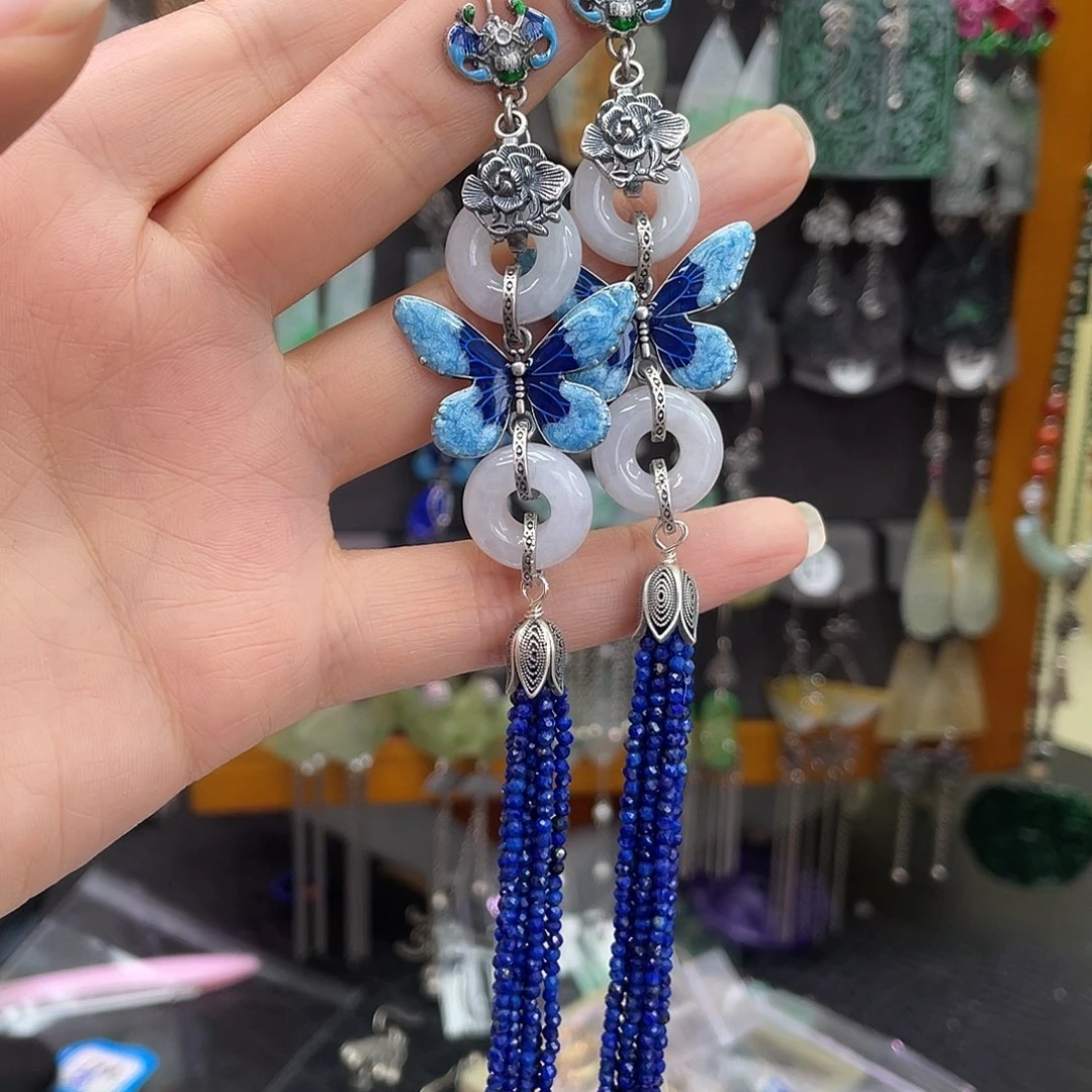 翡翠银S925镶嵌耳饰素*667gvbhhh