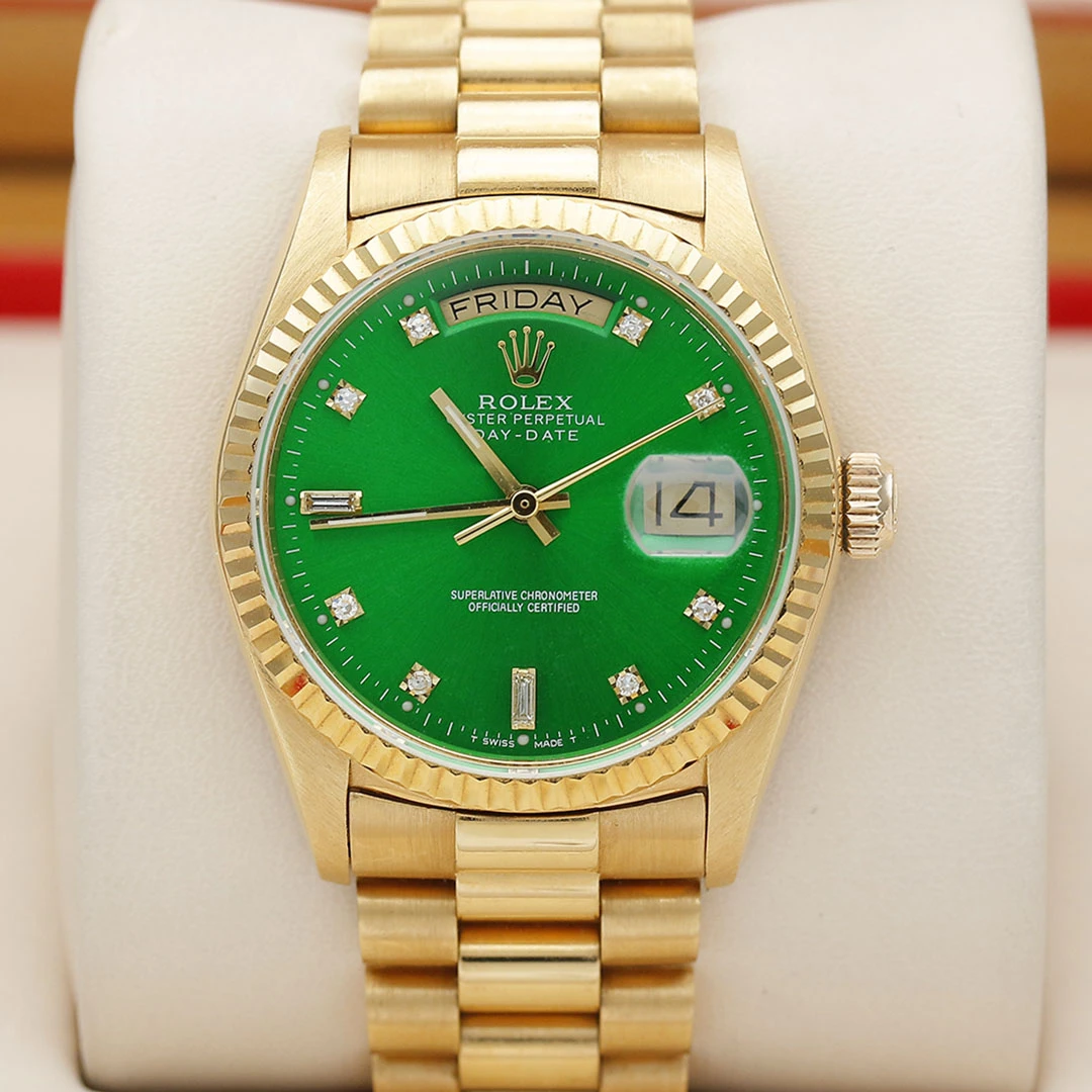 99新 Rolex/劳力士 星期日历18038/18K黄金原钻36mm自动机械单表