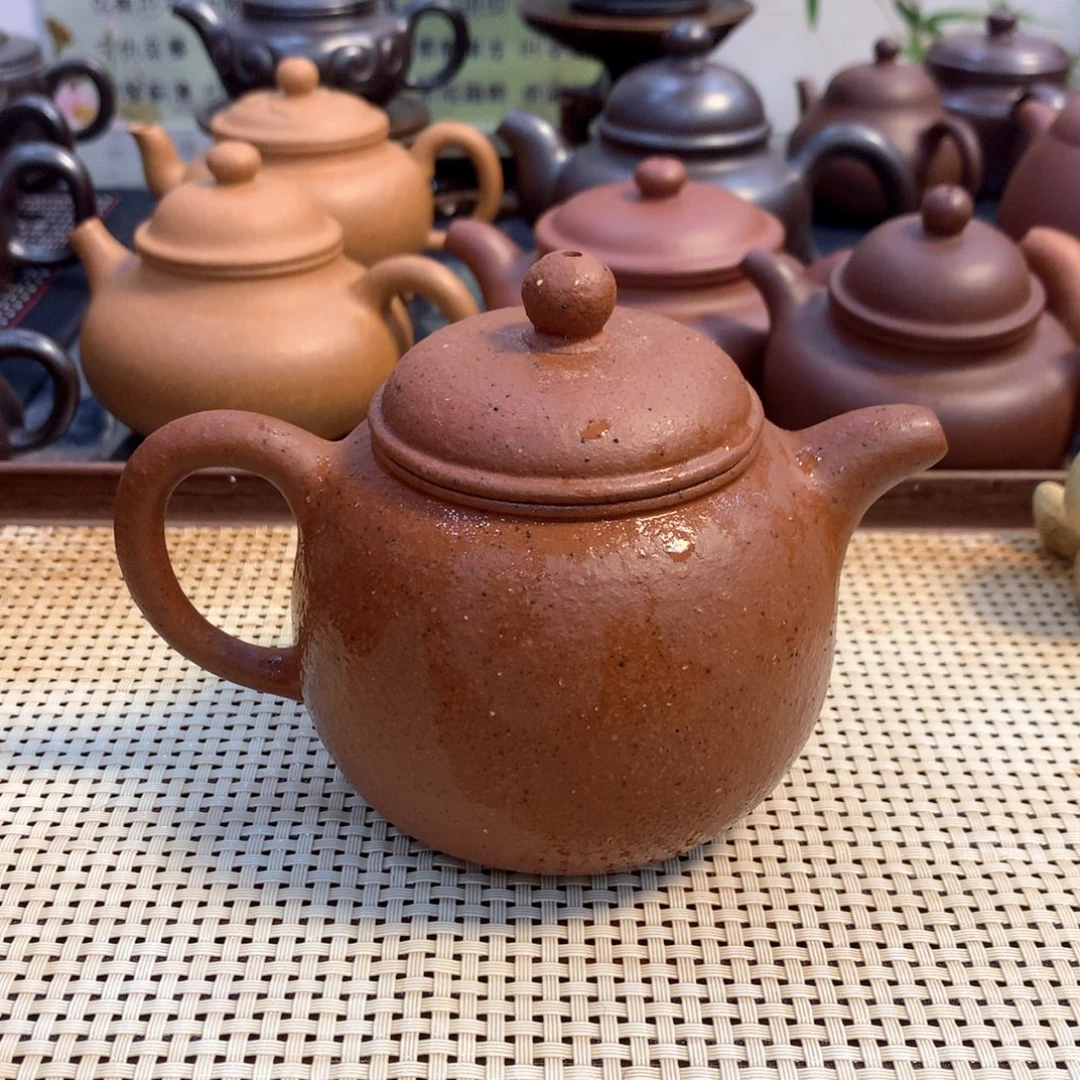 黄***原茶壶紫砂宜兴原矿老朱泥300cc