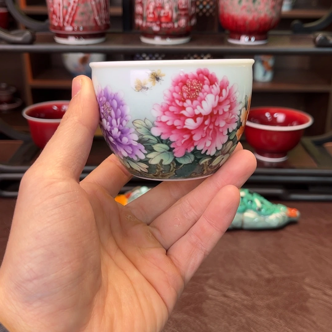 陶杯子景德镇陶东方陶瓷杯子壶盖碗