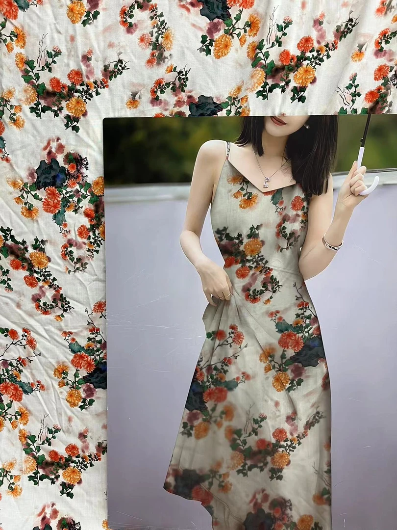 【锦韵竹节棉】竹节棉绸—菊花雅韵