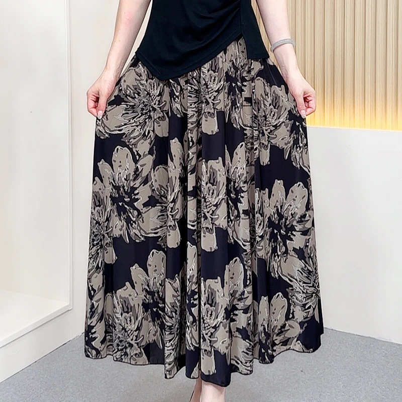 夏季新款印花半身裙显瘦气质宽松时尚百搭长款跳舞裙大摆裙