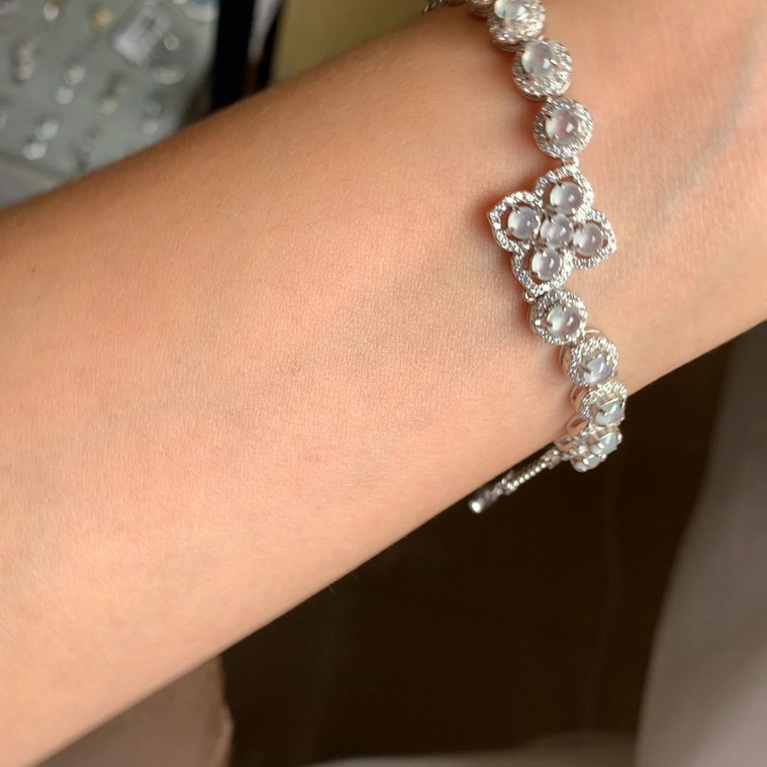 翡翠银S925镶嵌戒指手链