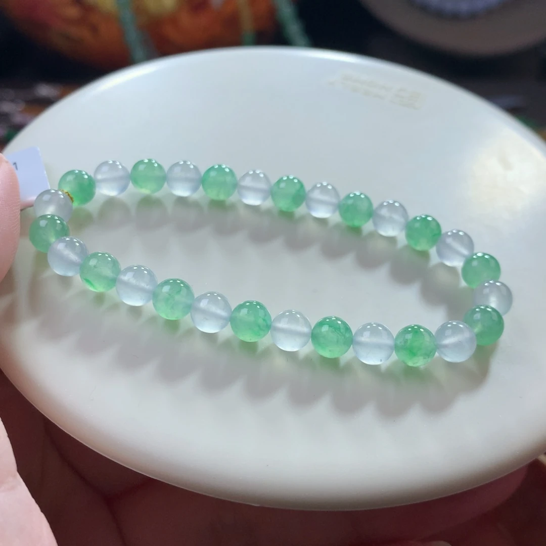 未镶嵌手链翡翠翡翠高冰小葱拌豆腐卡6+