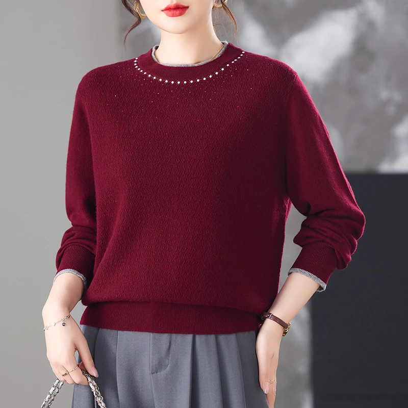 【701-799】中年毛衣女秋冬装针织衫宽松加厚羊毛打底衫保暖上衣