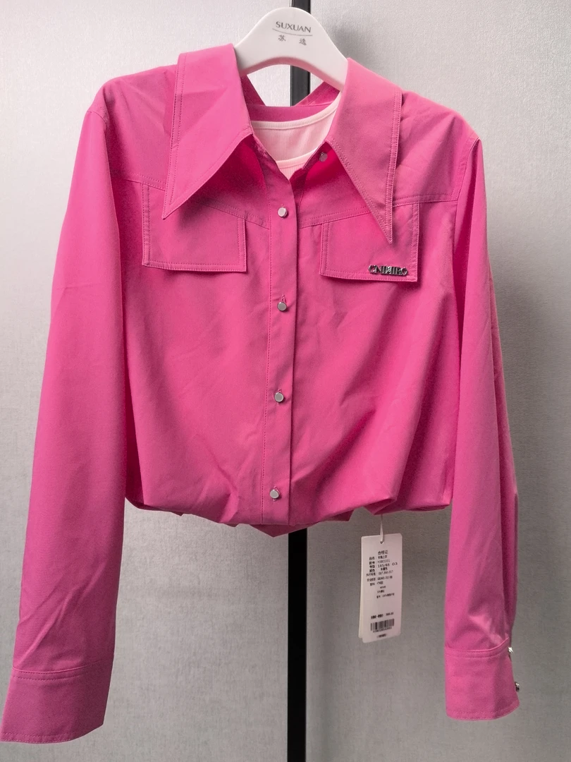 3801001长袖假两件翻领衬衫