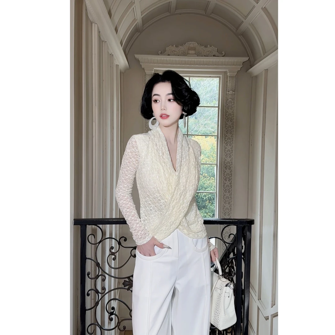 LYXJ【繁美序章】高级定制小众设计法式蕾丝上衣印花蕾丝11920