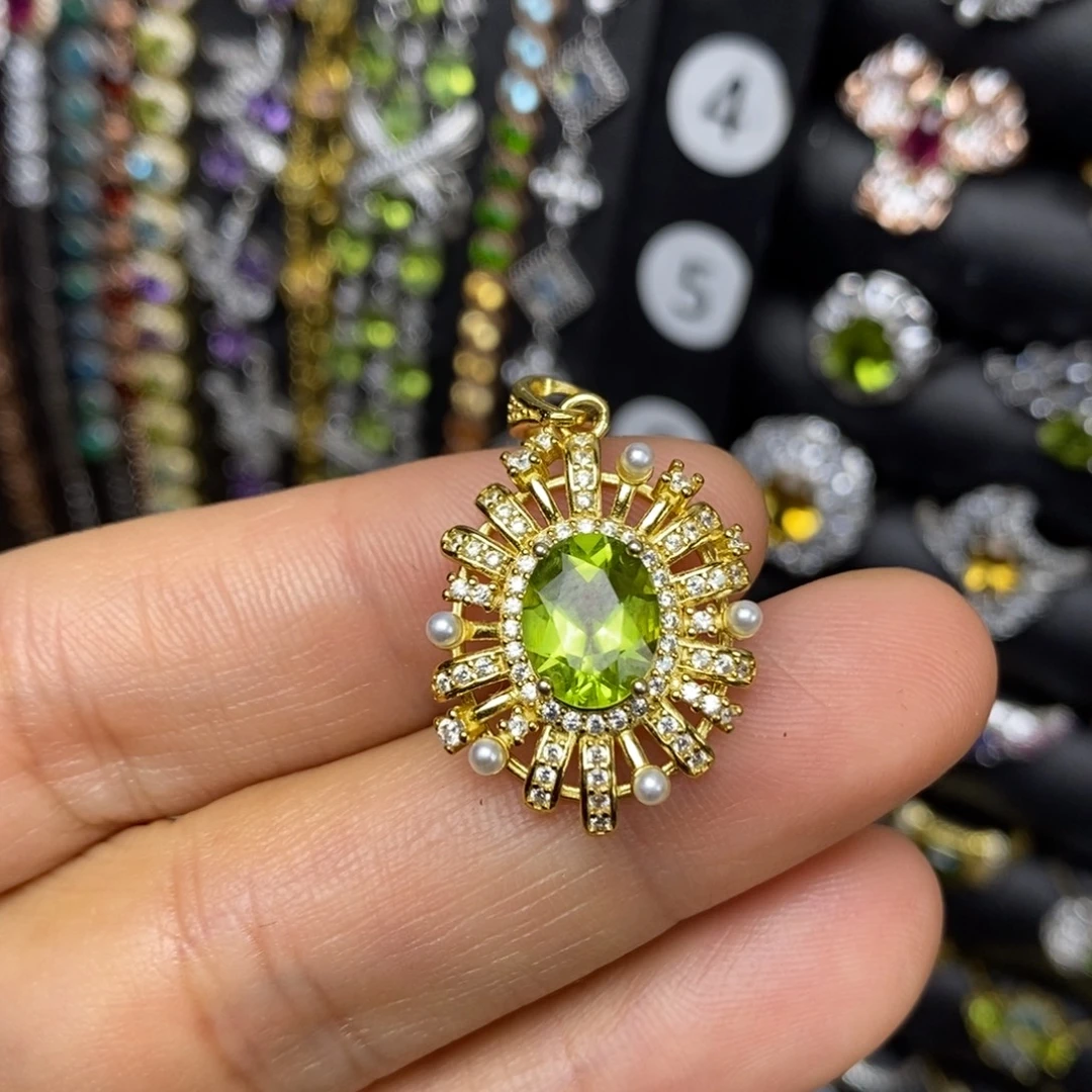 颈饰银S925镶嵌橄榄石